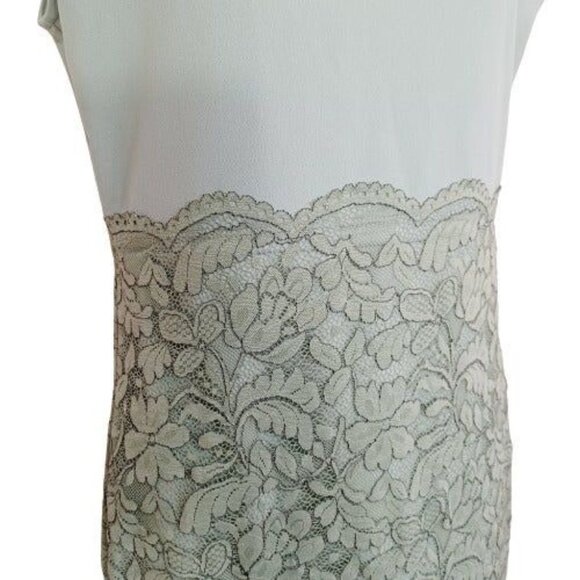 Women's Lace Overlay Midi Dress Moss Green Color Size L Sleeveless Zipper - Picture 7 of 12